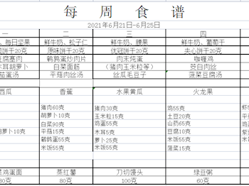 吴淞江实验幼儿园第十八周菜谱